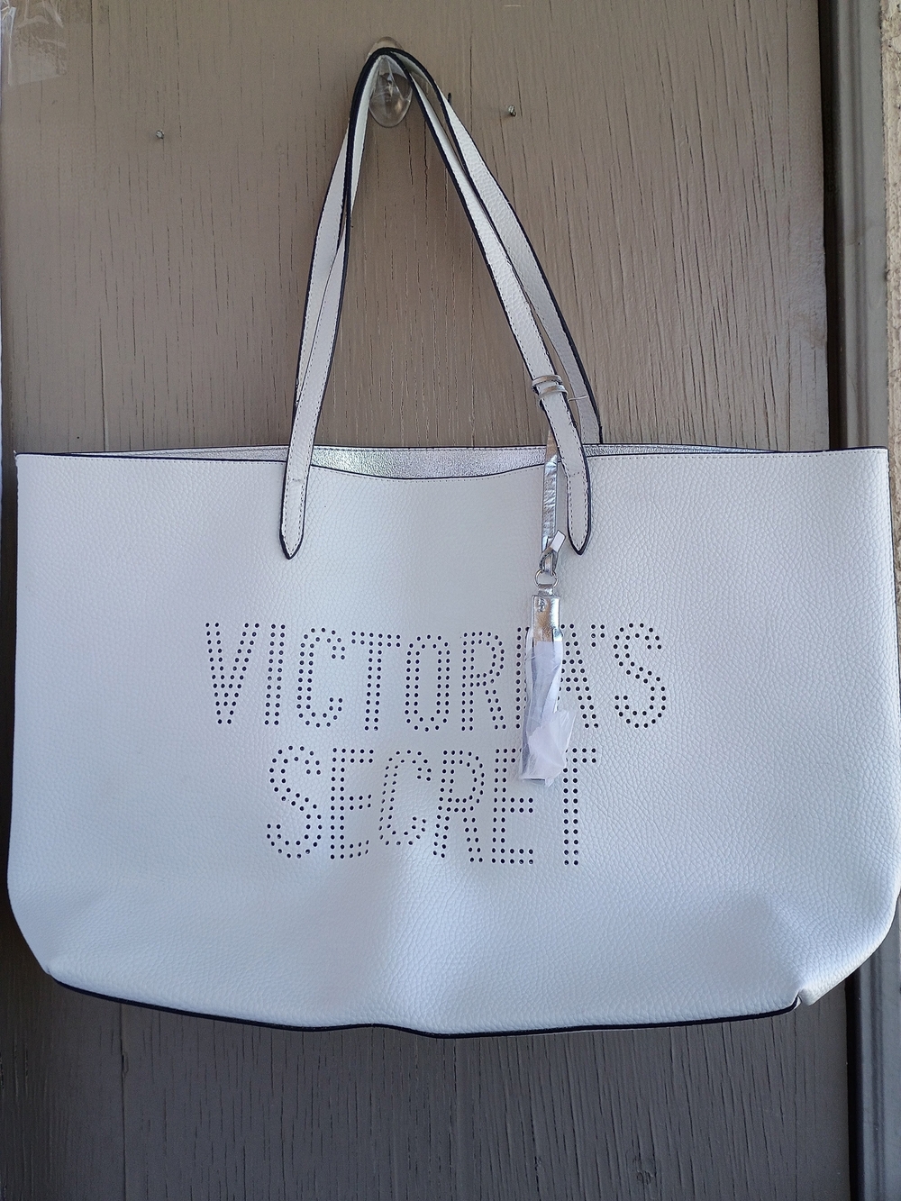 Victoria's Secret White Perforated Logo Tote Bag